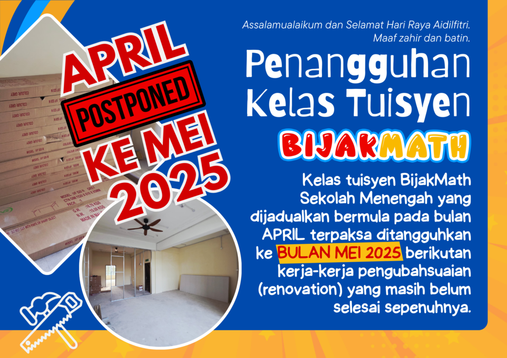 Penangguhan Kelas Tuisyen BijakMath