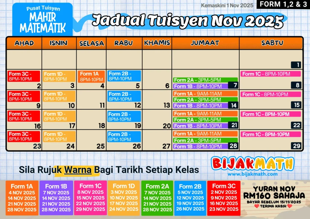Jadual Form 1 2 3 Nov BijakMath