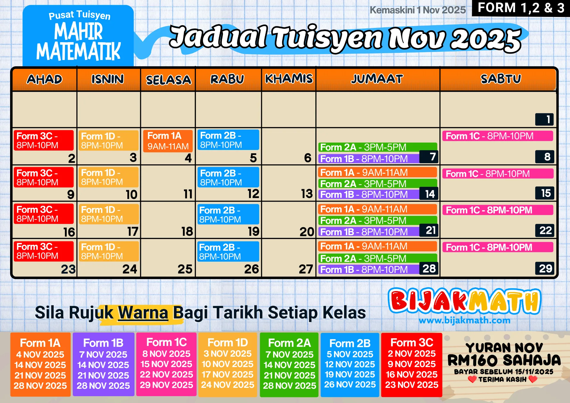 Jadual Form 1 2 3 Nov BijakMath