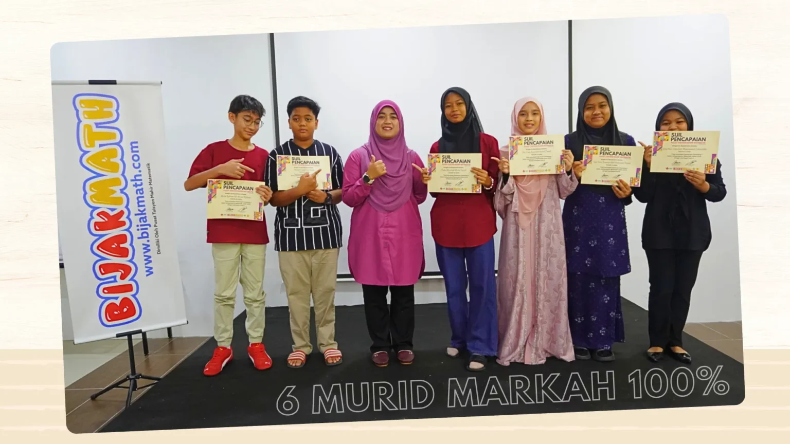 6 Murid BijakMath Dengan Markah 100% UASA 2025