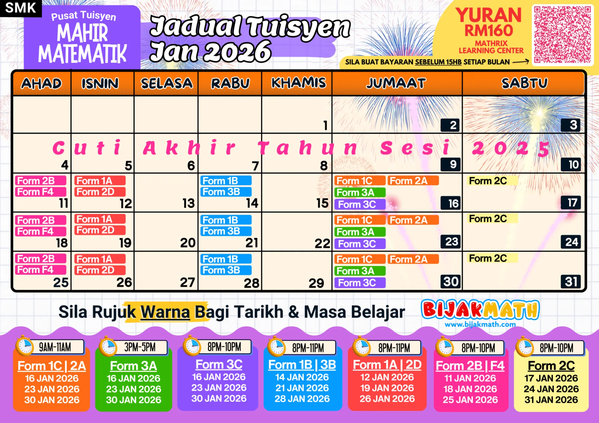 Jadual BijakMath Jan 2026