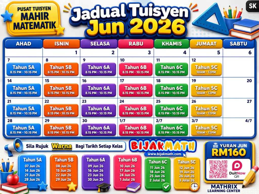 Jadual Tuisyen BijakMath Jun