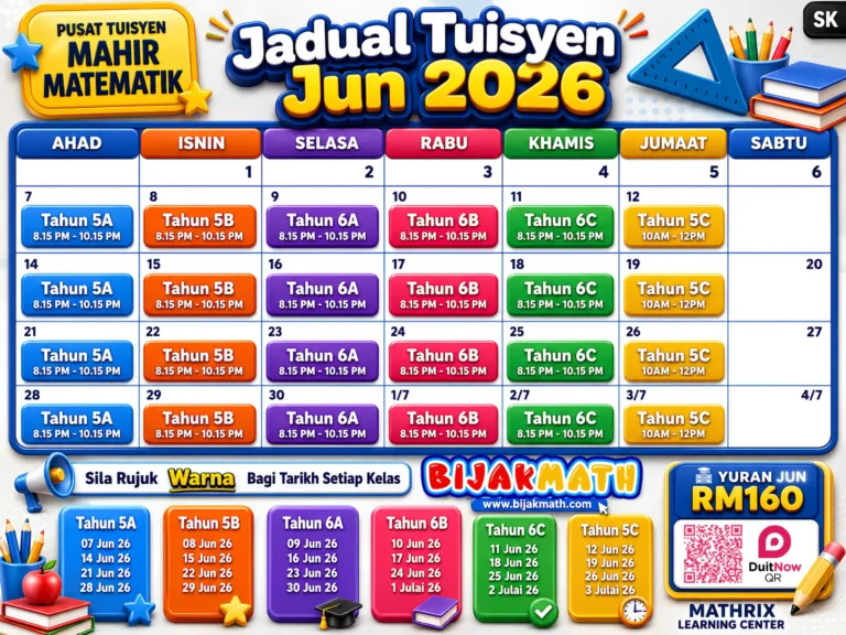 Jadual Pembelajaran BijakMath Jun 2026