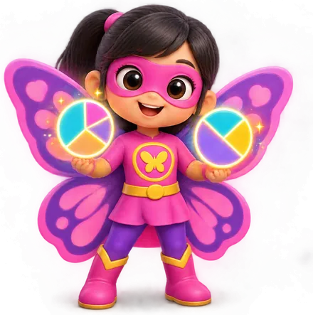Superhero Rama-rama: Kaedah untuk tambah pecahan dan tolak pecahan